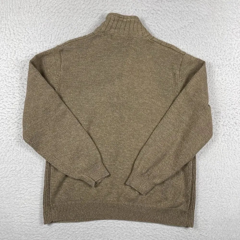 Oscar De La‎ Renta Sweater Mens XL Brown Sherpa Collar Pullover Preppy Workwear